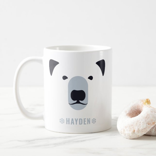 Taza De Café Oso polar | Nombre personalizado (Con donut)