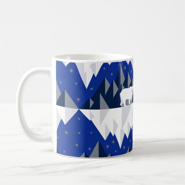 Taza De Café Oso Polar sobre el patrón Iceberg sin Marea. (Izquierda)