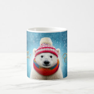 Taza De Café Oso polar sombrero y bufanda de Santa