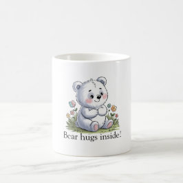 Taza De Café Oso sonrojado en un jardín de flores