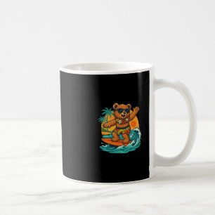 Taza De Café Oso Surfista En La Temporada De Verano Para Amante