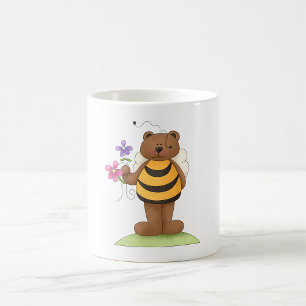 Taza De Café Oso vestido como abejorro con flores