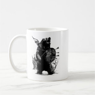 Taza De Café Oso vikingo con hacha y escudo