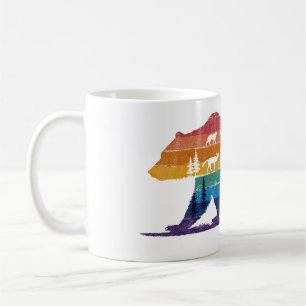 Taza De Café Oso Vintage de Vida Silvestre – Silueta del Bosque