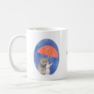 Taza De Café Oso y conejo bajo el nombre personalizado del para