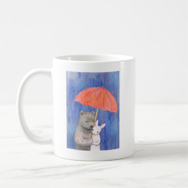 Taza De Café Oso y conejo bajo paraguas Oso y conejo (Izquierda)