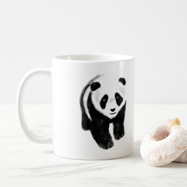 Taza De Café Osos de pequeño panda borrosos lindos (Con donut)