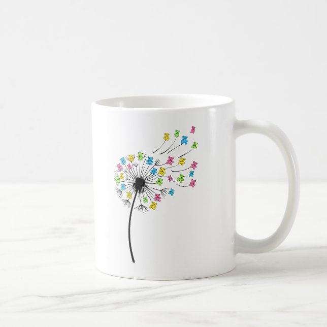 Taza De Café Osos lindos volando flujo de dandelia (Derecha)