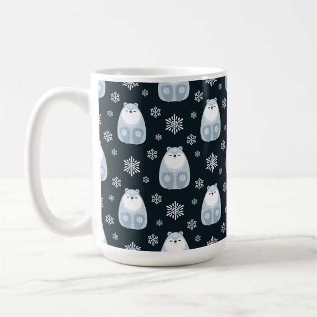 TAZA DE CAFÉ OSOS POLARES AZULES Y BLANCOS DE INVIERNO (Izquierda)