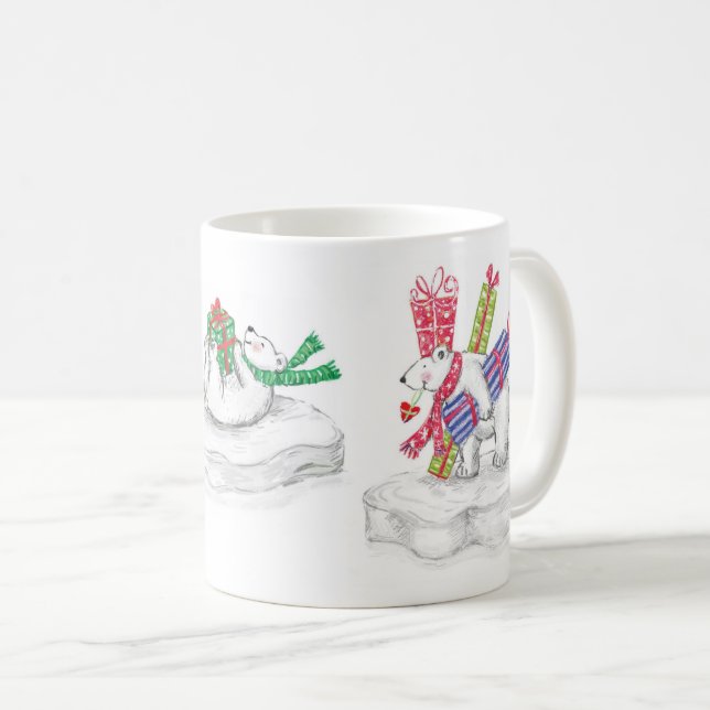 Taza De Café Osos polares Personalizados con regalo de Navidad (Anverso derecho)