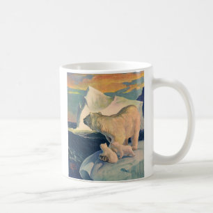 Taza De Café Osos polares vintage en iceberg, animal salvaje de