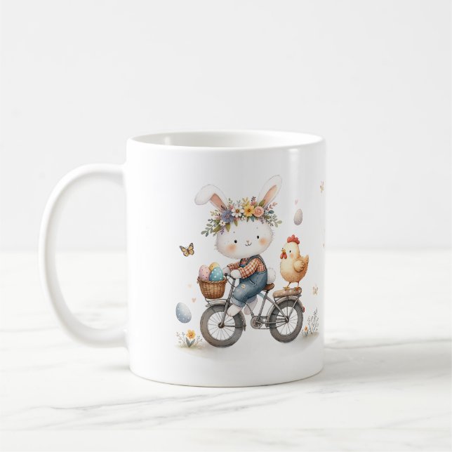 Taza De Café Osterhase und Huhn- Frohe Ostern- personalisierbar (Izquierda)