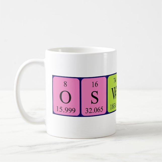 Taza De Café Oswaldo periódica nombre de tabla mug (Izquierda)