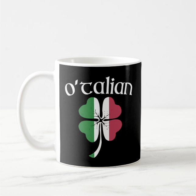 Taza De Café O'Talian Italiano Irlandés St Patrick'S Day Shamro (Izquierda)