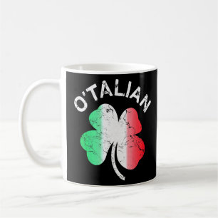 Taza De Café O'talian St Patrick Shamrock Bandera de Italia