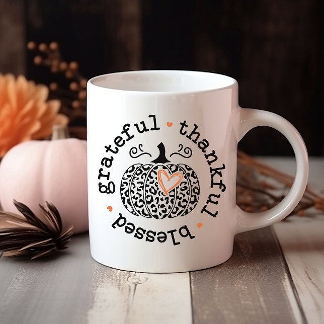 Taza De Café Otoño, Agradecido, Agradecido, Bendecido (Subido por el creador)
