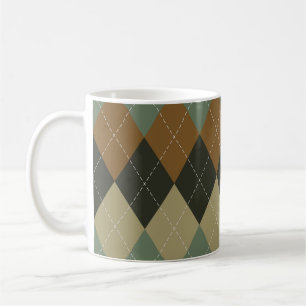 Taza De Café Otoño argelino: Moda Rhombus marrón-verde