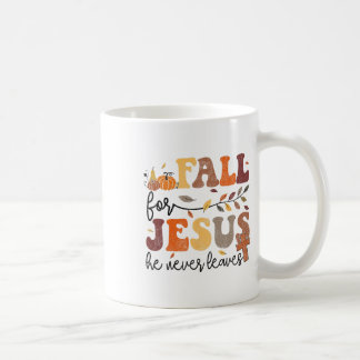 Taza De Café Otoño Cae Jesús Nunca Deja Mujeres