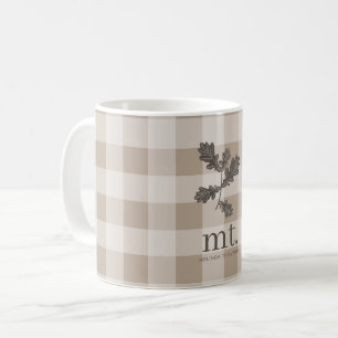 Taza De Café Otoño Caída Taupe Tapado Monograma Foliage Moderno