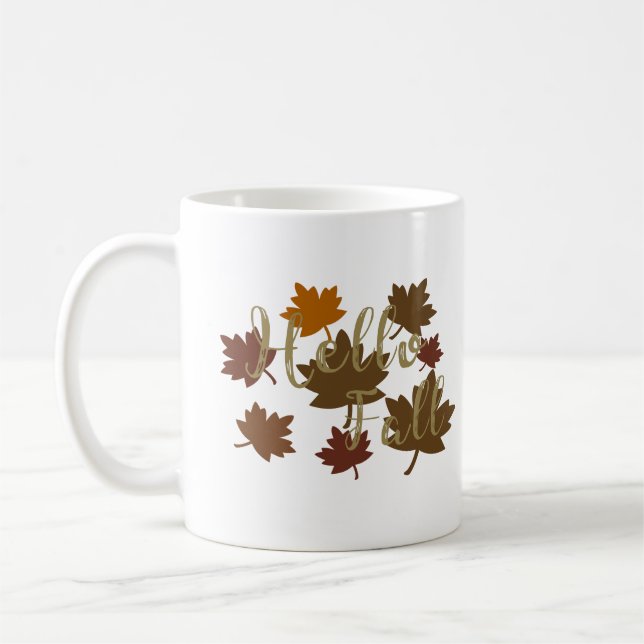 Taza De Café Otoño de octubre hojas acuarela Otoño (Izquierda)