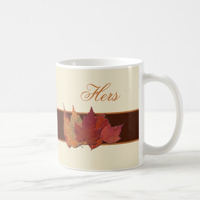 Taza De Café Otoño deja cerámica "Hers" Mug (Derecha)