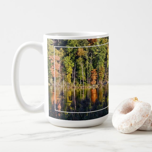 Taza De Café Otoño En Beardsley Pond (Con donut)