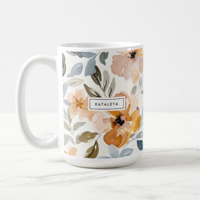 Taza De Café Otoño Floral Perfumado Pastel Suave (Izquierda)
