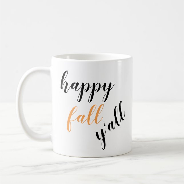 Taza De Café Otoño Happy Fall Y'all Cute Trendy (Izquierda)