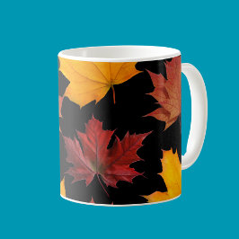 Taza De Café Otoño Hojas de arce de otoño negras
