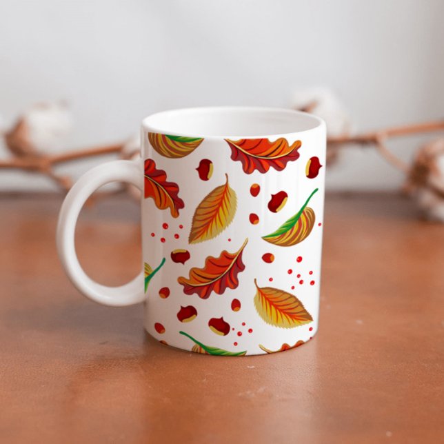 Taza De Café Otoño Hojas Nueces Patrón de castañas elegante Caí (Subido por el creador)