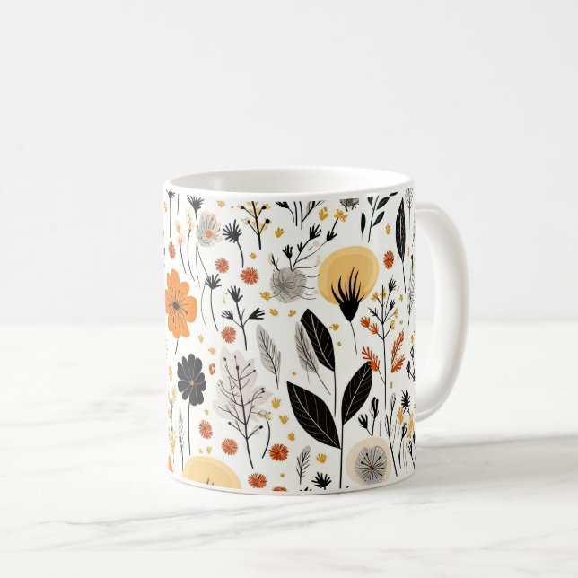 Taza De Café Otoño moderno Boho Botánico Floral (Anverso derecho)