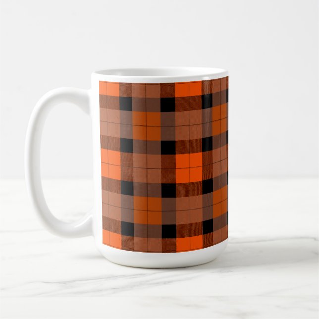 Taza De Café Otoño negro Naranja plaid (Izquierda)