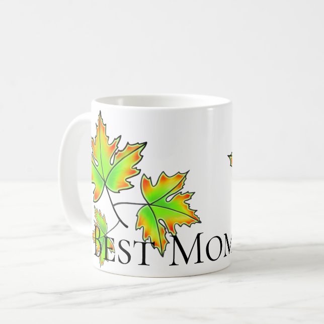 Taza De Café Otoño Sale elegante otoño botánico mejor mamá de l (Anverso izquierdo)