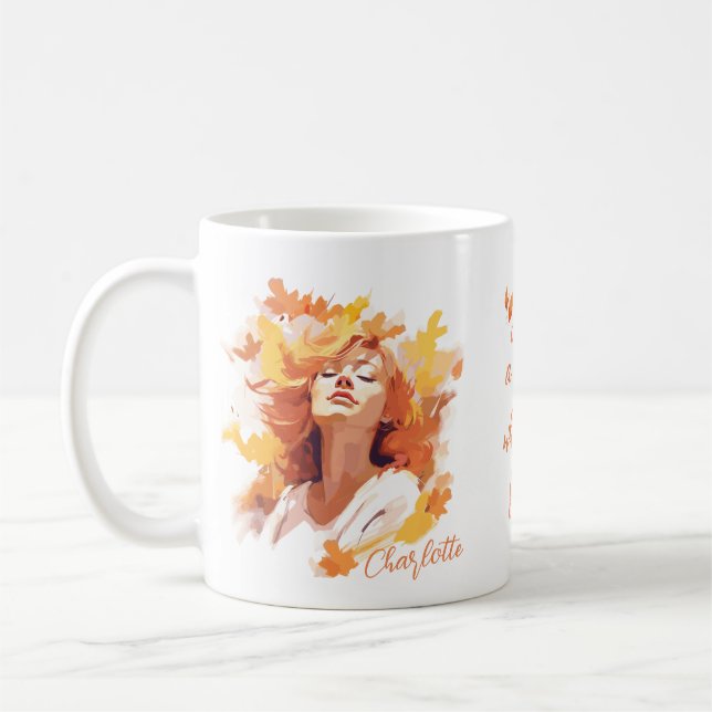 Taza De Café Otoño Sólo Un Chica Que Ama La Acuarela Caída (Izquierda)