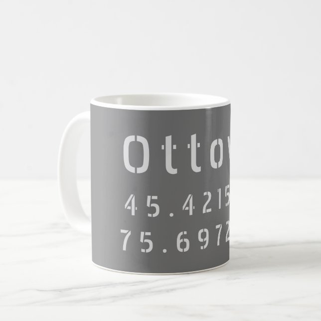 Taza De Café Ottawa Ontario Latitude y longitud (Anverso izquierdo)