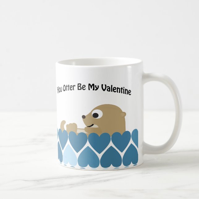 Taza De Café Otter Be my Valentine with Hearts (Derecha)