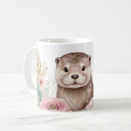 Taza De Café Otter caprichoso con garland floral