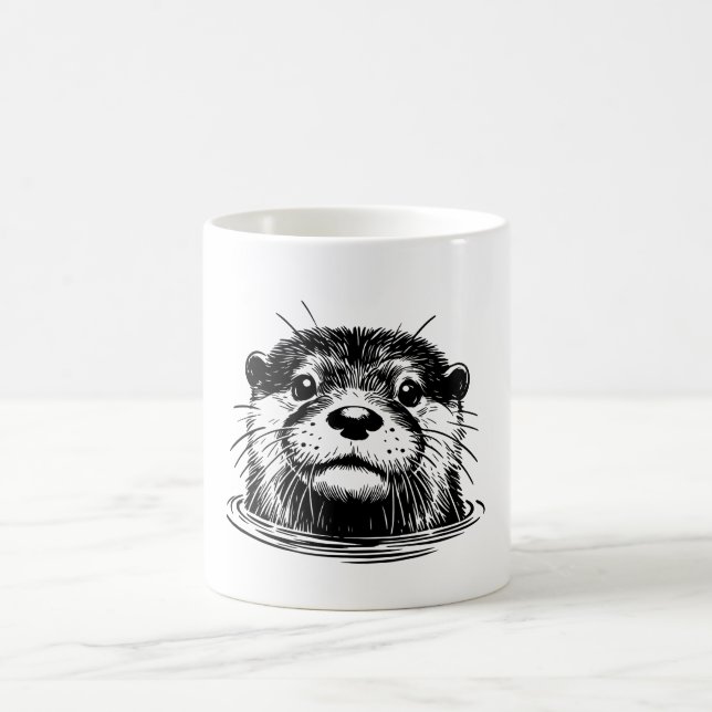 Taza De Café Otter In Water Illustration (Centro)