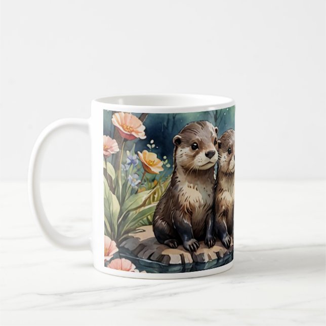 Taza De Café Otter Mug - Familia de nutrias (Izquierda)