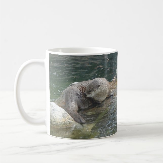 Taza De Café Otter noramericano del río #2 Mug (Izquierda)