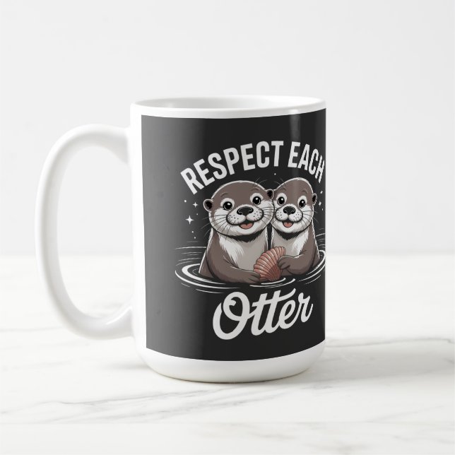 Taza De Café Otter Respect Each Other Funny (Izquierda)