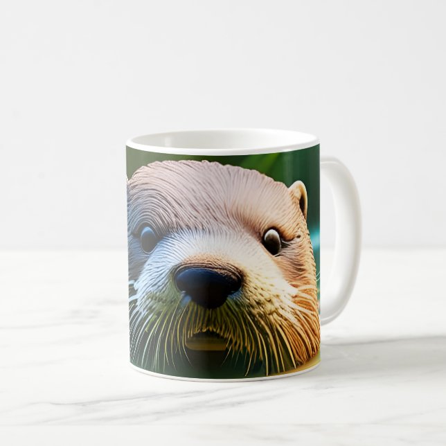 Taza De Café Otterly Adorable - AI Fantasy Digital Art Print  (Anverso derecho)