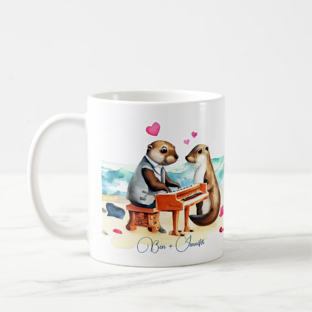 Taza De Café Otters Couple in Love (Izquierda)