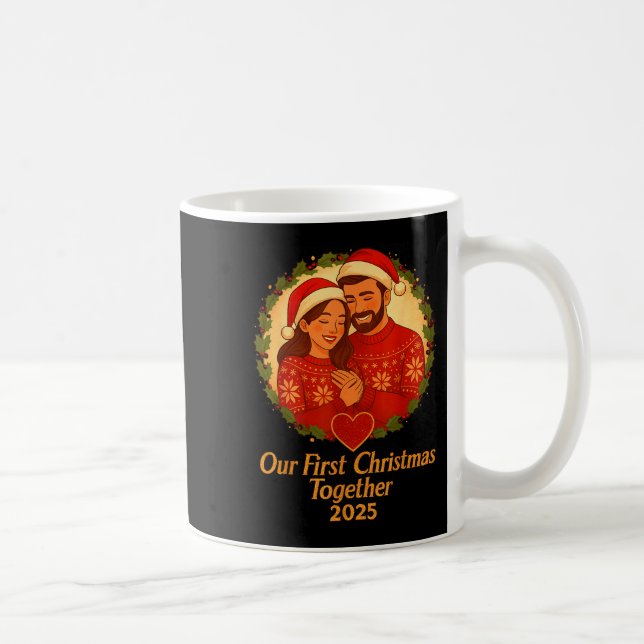 Taza De Café Our First Christmas Together 2025 Matching Couple  (Derecha)