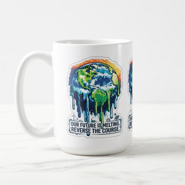 Taza De Café Our Future is Melting | Global Warming Awareness (Izquierda)