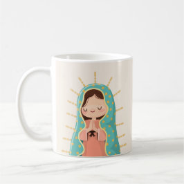 Taza De Café Our Lady of Guadalupe kawaii style with prayer