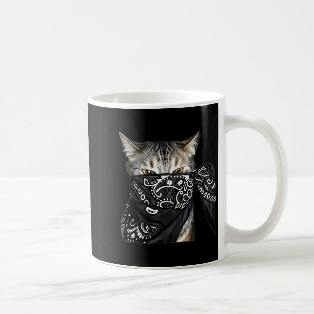 Taza De Café Outlaw Cat Funny Gangster Cat With Bandana  (Derecha)