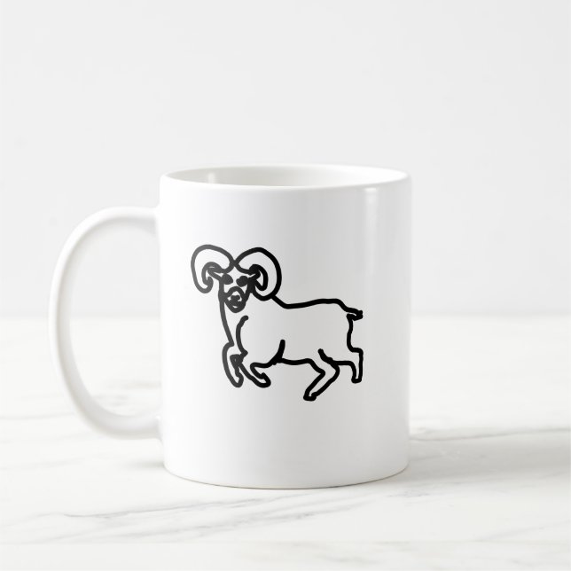 Taza De Café Outline Ram Zodiac Mug | Minimal Aries Silhouette (Izquierda)