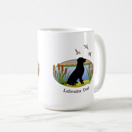 Taza De Café Óvalo de atardecer de perro negro Labrador