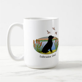 Taza De Café Óvalo de atardecer de perro negro Labrador